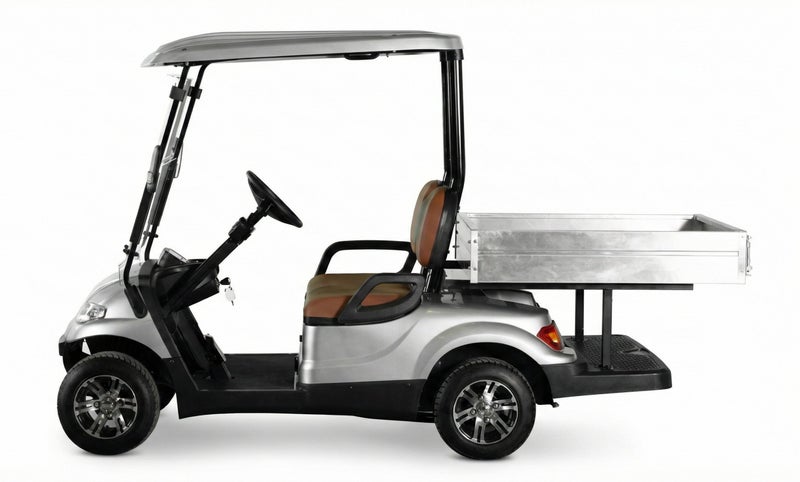 EPIC 2+Short Cargo Non-Lifted Electric Golf Cart with Lithium Battery 105Ah & Standard Tires  | Utility LSEV (Silver) - Image 3